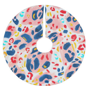 Falda Para El Árbol De Navidad De Poliéster Huella de leopardo: acuarela pintada a mano.