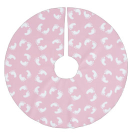 Falda Para El Árbol De Navidad De Poliéster Huellas para bebés, pies para bebés, pasos, Chica 