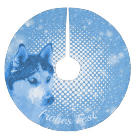 Falda Para El Árbol De Navidad De Poliéster HUSKY blau Frohes Fest