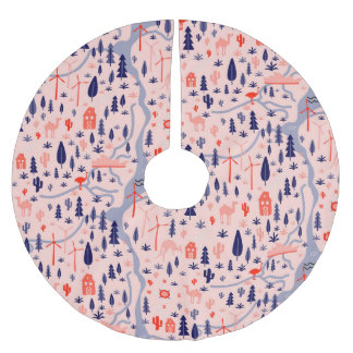 Falda Para El Árbol De Navidad De Poliéster Iconos australianos, patrón decorativo impecable.