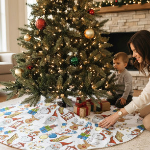 Falda Para El Árbol De Navidad De Poliéster Iconos Personalizados temáticos de navidades   Vac