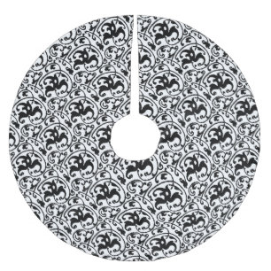 Falda Para El Árbol De Navidad De Poliéster Ikat Art Nouveau - Blanco y negro