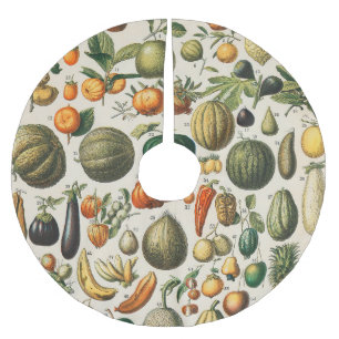 Falda Para El Árbol De Navidad De Poliéster Ilustracion científico botánico de frutas
