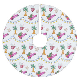 Falda Para El Árbol De Navidad De Poliéster Ilustracion de acuarela de cacao caliente de malet