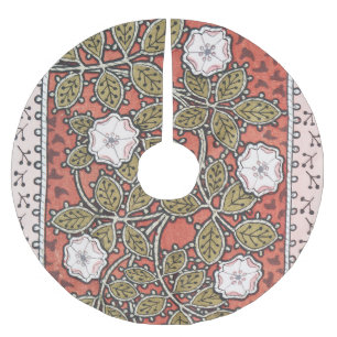 Falda Para El Árbol De Navidad De Poliéster Ilustración de Arte de Rosa Silvestre Flor Vintage