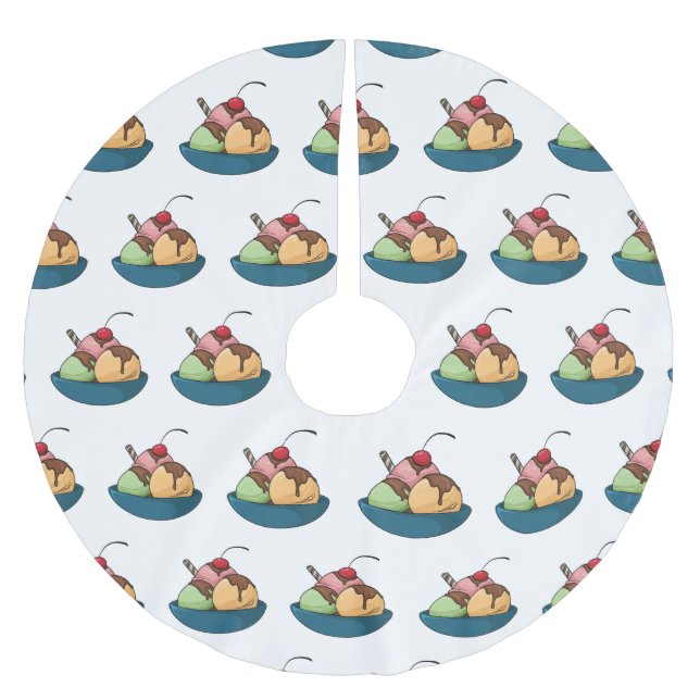 Falda Para El Árbol De Navidad De Poliéster Ilustracion de helado personalizado (Anverso)