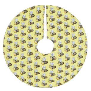 Falda Para El Árbol De Navidad De Poliéster Ilustracion de personalizado de abejas alegres