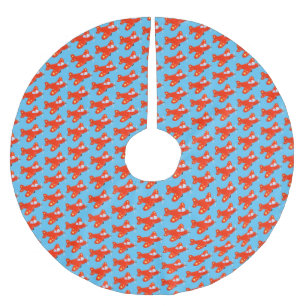 Falda Para El Árbol De Navidad De Poliéster Ilustracion de personalizado de avión rojo con vue
