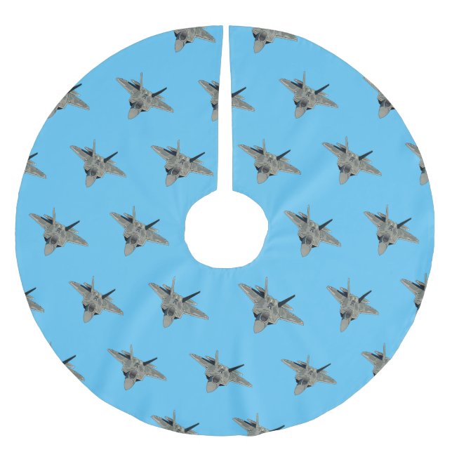 Falda Para El Árbol De Navidad De Poliéster Ilustracion de personalizado de aviones de combate (Anverso)