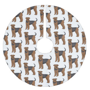 Falda Para El Árbol De Navidad De Poliéster Ilustracion de personalizado de perro Airedale ter