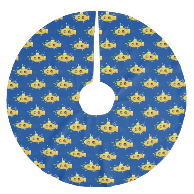 Falda Para El Árbol De Navidad De Poliéster Ilustracion de personalizado de pescado submarino  (Anverso)