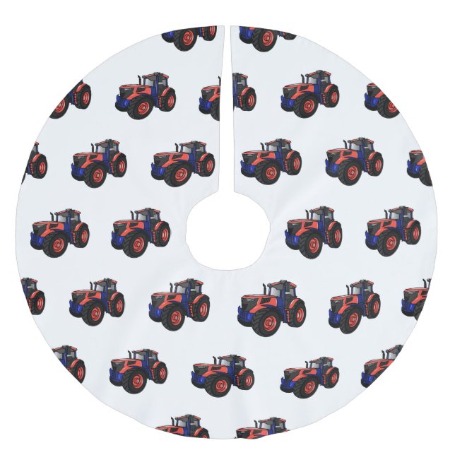 Falda Para El Árbol De Navidad De Poliéster Ilustracion de personalizado de tractores (Anverso)