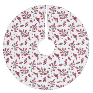 Falda Para El Árbol De Navidad De Poliéster Ilustración de Red Holly Berries