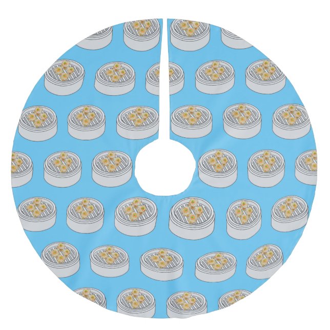 Falda Para El Árbol De Navidad De Poliéster Ilustracion de Shumai dim sum personalizado (Anverso)