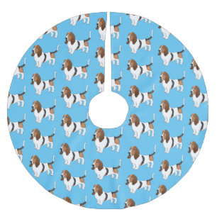 Falda Para El Árbol De Navidad De Poliéster Ilustracion del personalizado del perro de enlace
