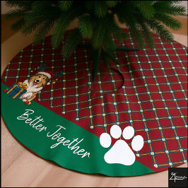 Falda Para El Árbol De Navidad De Poliéster Ilustración gráfica de Collie de Navidad con Reno