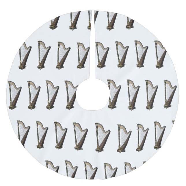 Falda Para El Árbol De Navidad De Poliéster Ilustracion Harp personalizado (Anverso)