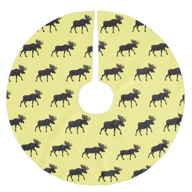 Falda Para El Árbol De Navidad De Poliéster Ilustracion Moose personalizado (Anverso)