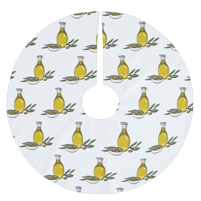 Falda Para El Árbol De Navidad De Poliéster Ilustracion personalizado de aceite de oliva (Anverso)