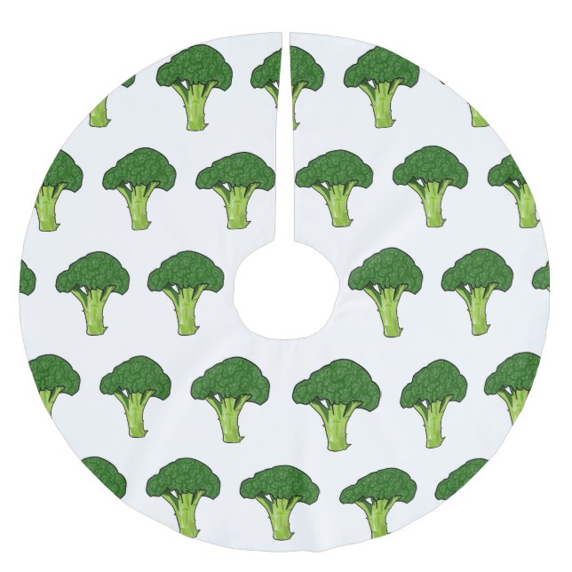 Falda Para El Árbol De Navidad De Poliéster Ilustracion personalizado de Broccoli (Anverso)