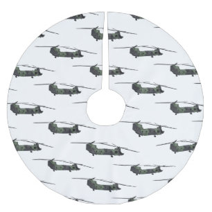 Falda Para El Árbol De Navidad De Poliéster Ilustracion personalizado de helicóptero del ejérc
