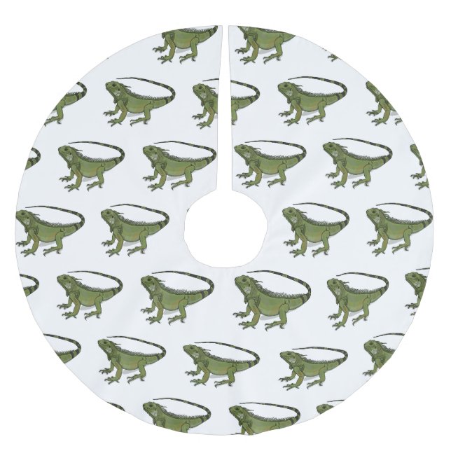 Falda Para El Árbol De Navidad De Poliéster Ilustracion personalizado de Iguana (Anverso)