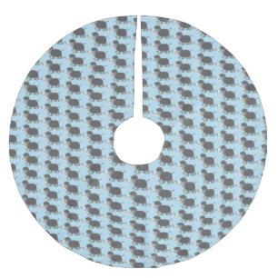 Falda Para El Árbol De Navidad De Poliéster Ilustracion personalizado de mamut torpe