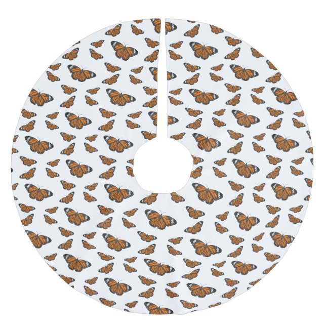 Falda Para El Árbol De Navidad De Poliéster Ilustracion personalizado de mariposa monarca (Anverso)