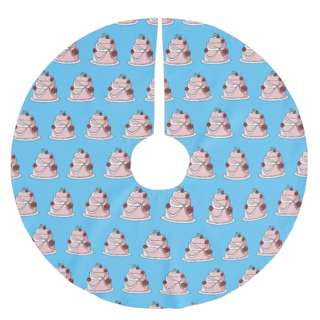 Falda Para El Árbol De Navidad De Poliéster ilustracion personalizado de pastel boda (Anverso)