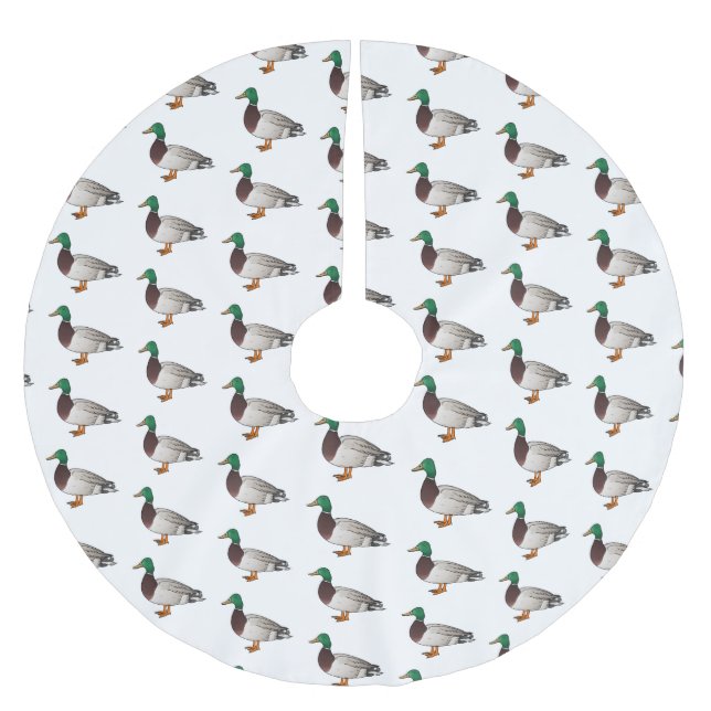 Falda Para El Árbol De Navidad De Poliéster Ilustracion personalizado de pato mallard (Anverso)