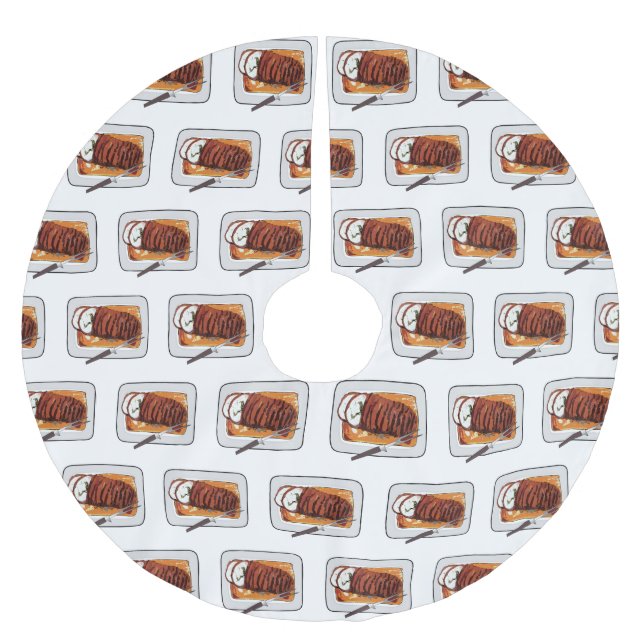 Falda Para El Árbol De Navidad De Poliéster Ilustracion personalizado de pavo asado (Anverso)