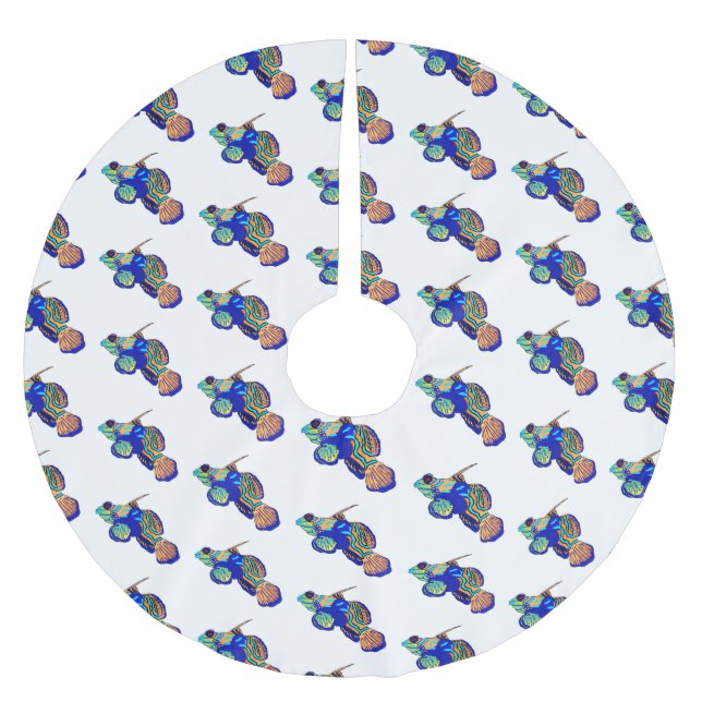 Falda Para El Árbol De Navidad De Poliéster Ilustracion personalizado de peces mandarínicos (Anverso)