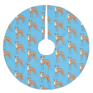 Falda Para El Árbol De Navidad De Poliéster Ilustracion personalizado de perro de Greyhound