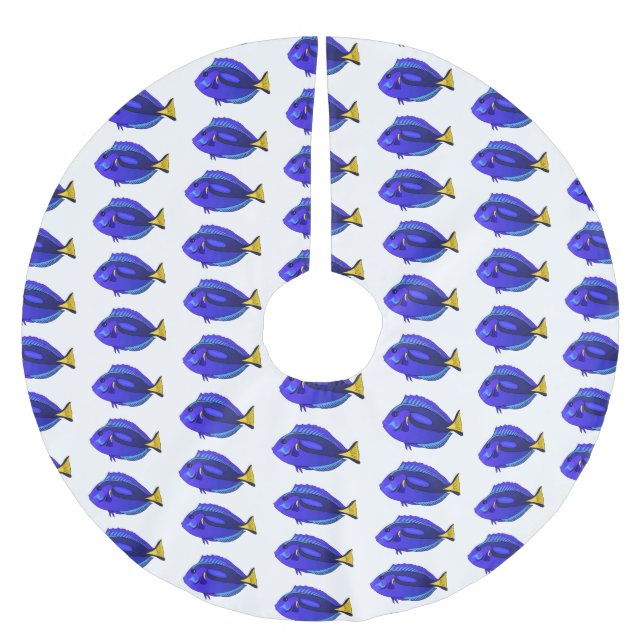 Falda Para El Árbol De Navidad De Poliéster Ilustracion personalizado de pescado tang azul (Anverso)