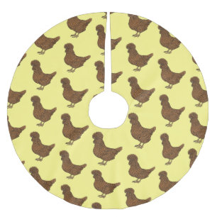Falda Para El Árbol De Navidad De Poliéster Ilustracion personalizado de pollo polaco Chamois