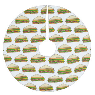 Falda Para El Árbol De Navidad De Poliéster Ilustracion personalizado de sándwich