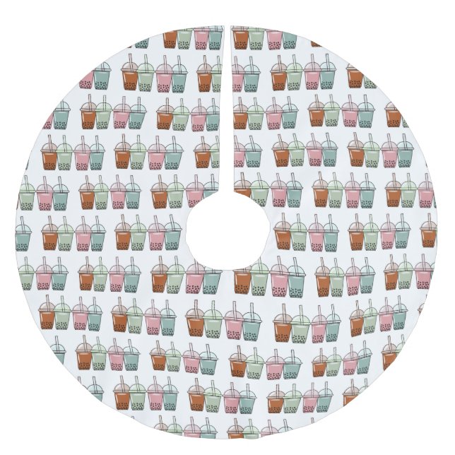 Falda Para El Árbol De Navidad De Poliéster Ilustracion personalizado de té de burbujas (Anverso)