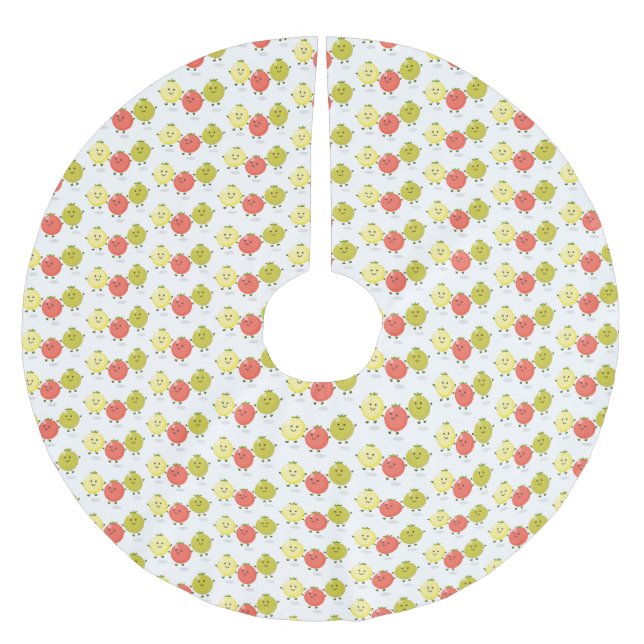 Falda Para El Árbol De Navidad De Poliéster Ilustracion personalizado de tomates de cerezo (Anverso)