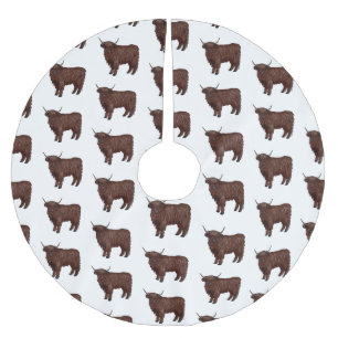 Falda Para El Árbol De Navidad De Poliéster Ilustracion personalizado de vaca de Highland