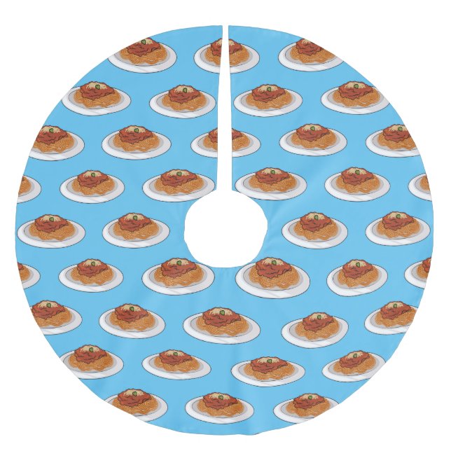 Falda Para El Árbol De Navidad De Poliéster Ilustracion personalizado Spaghetti (Anverso)