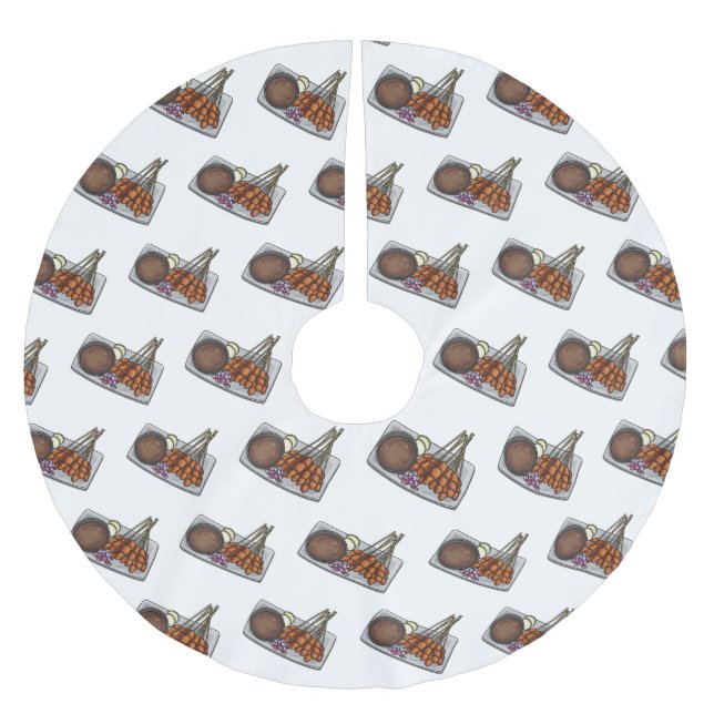 Falda Para El Árbol De Navidad De Poliéster Ilustracion Satay personalizado (Anverso)