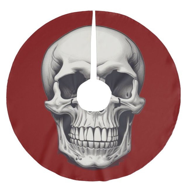 Falda Para El Árbol De Navidad De Poliéster Ilustracion Skull (Anverso)