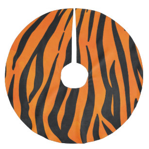 Falda Para El Árbol De Navidad De Poliéster Impresión animal de tigre negro Naranja salvaje