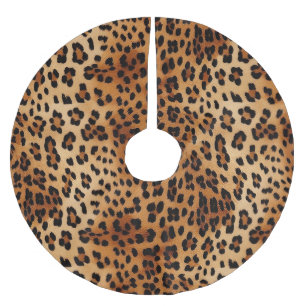 Falda Para El Árbol De Navidad De Poliéster Impresión de leopardo negro marrón