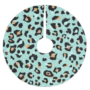 Falda Para El Árbol De Navidad De Poliéster Impresión de leopardo, patrón animal