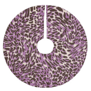 Falda Para El Árbol De Navidad De Poliéster Impresión de leopardo, patrón animal clásico.