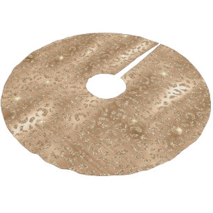 Falda Para El Árbol De Navidad De Poliéster Impresión de leopardo Purpurina de oro de Glam