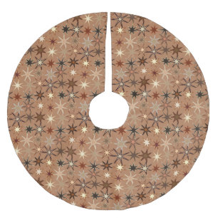 Falda Para El Árbol De Navidad De Poliéster Impresión estelar moderna, café marrón y beige