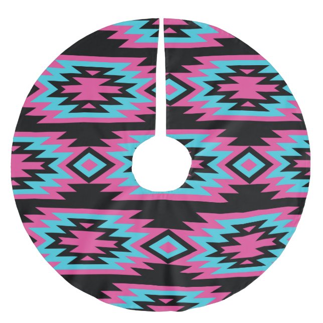 Falda Para El Árbol De Navidad De Poliéster Indio étnico-americano: Motivos aztecos. (Anverso)