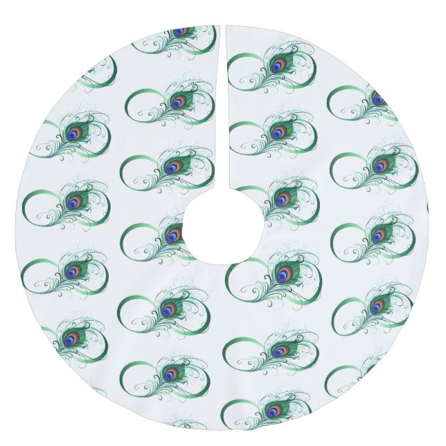 Falda Para El Árbol De Navidad De Poliéster Infinity Symbol with Peacock Feather (Anverso)